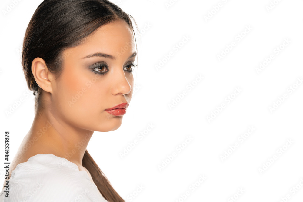 portrait of a young beautiful woman with black hair portrait of a young beautiful woman with black hair