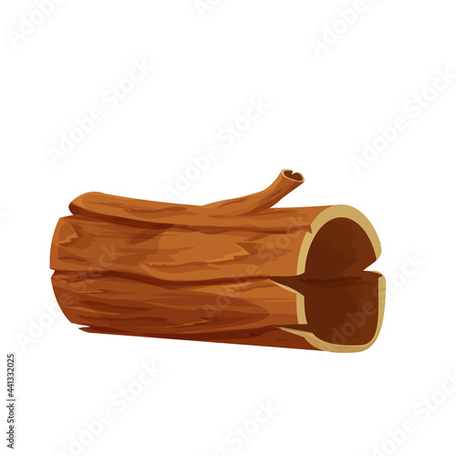 Wood log, tree trunk empty in cartoon style isolated on white background. Forest clipart, old and broken piece, part. . Vector illustration