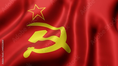 3d rendering of an old Soviet Union flag waving in a looping motion photo