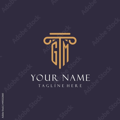 GM monogram initials design for law firm, lawyer, law office with pillar style