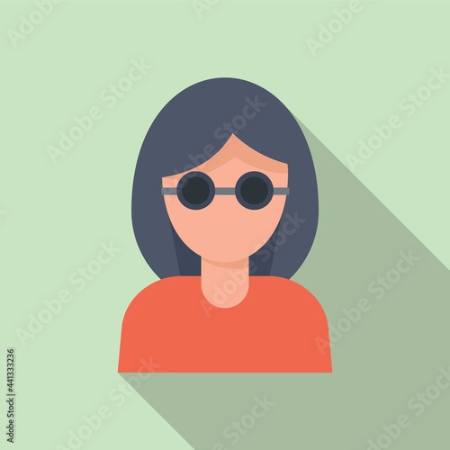 Woman blind icon, flat style