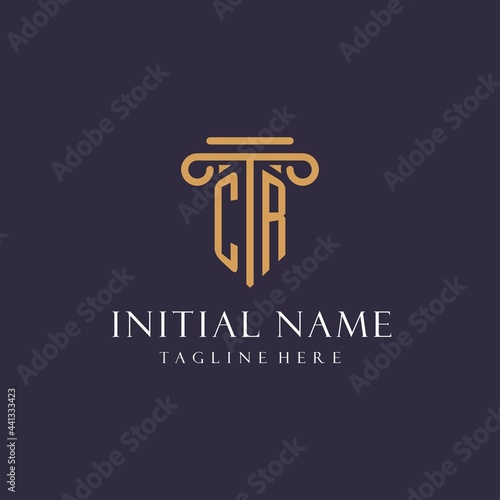 CR monogram initials design for law firm, lawyer, law office with pillar style