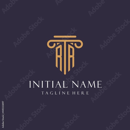 RR monogram initials design for law firm, lawyer, law office with pillar style