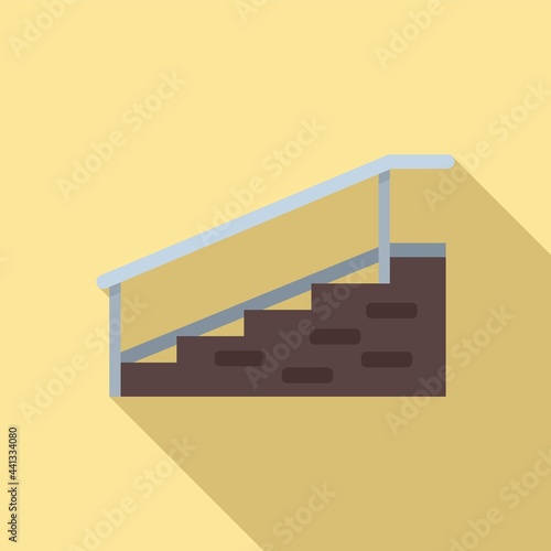 Hospital stairs with bar icon, flat style