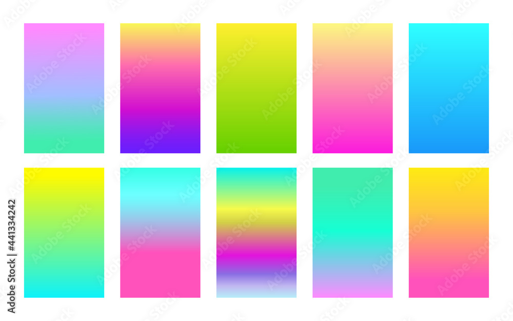 Neon color gradient background set