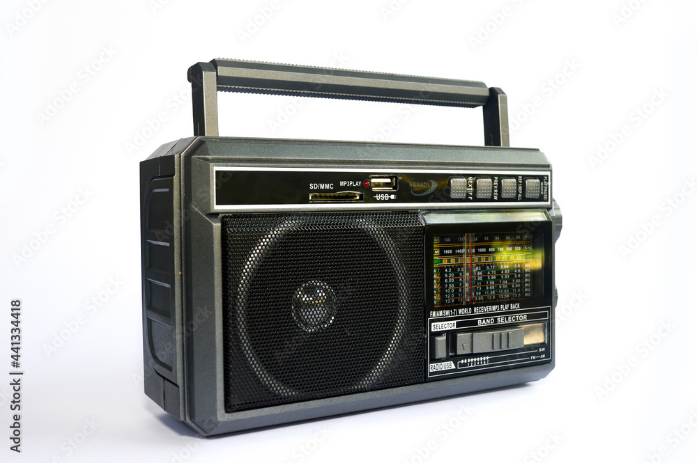 Retro radio isolated on white background