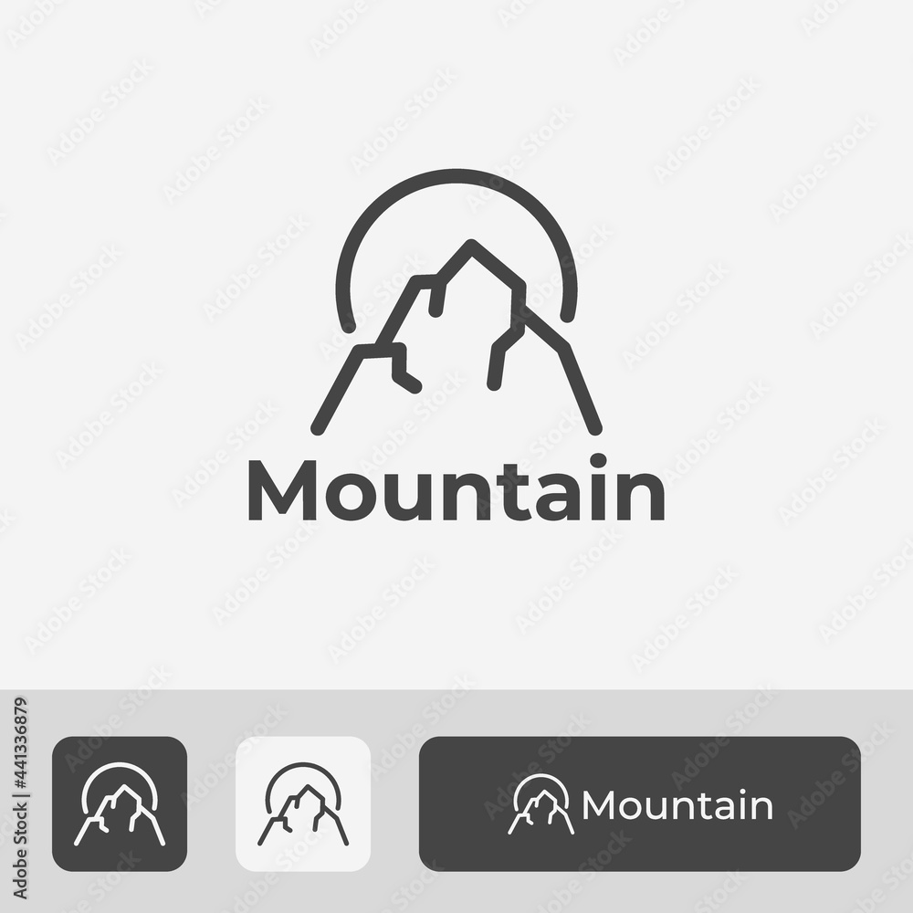 modern and minimal mountain logo icon symbol vector, clean mono line style design concept illustration modern and minimal mountain logo icon symbol vector, clean mono line style design concept illustration