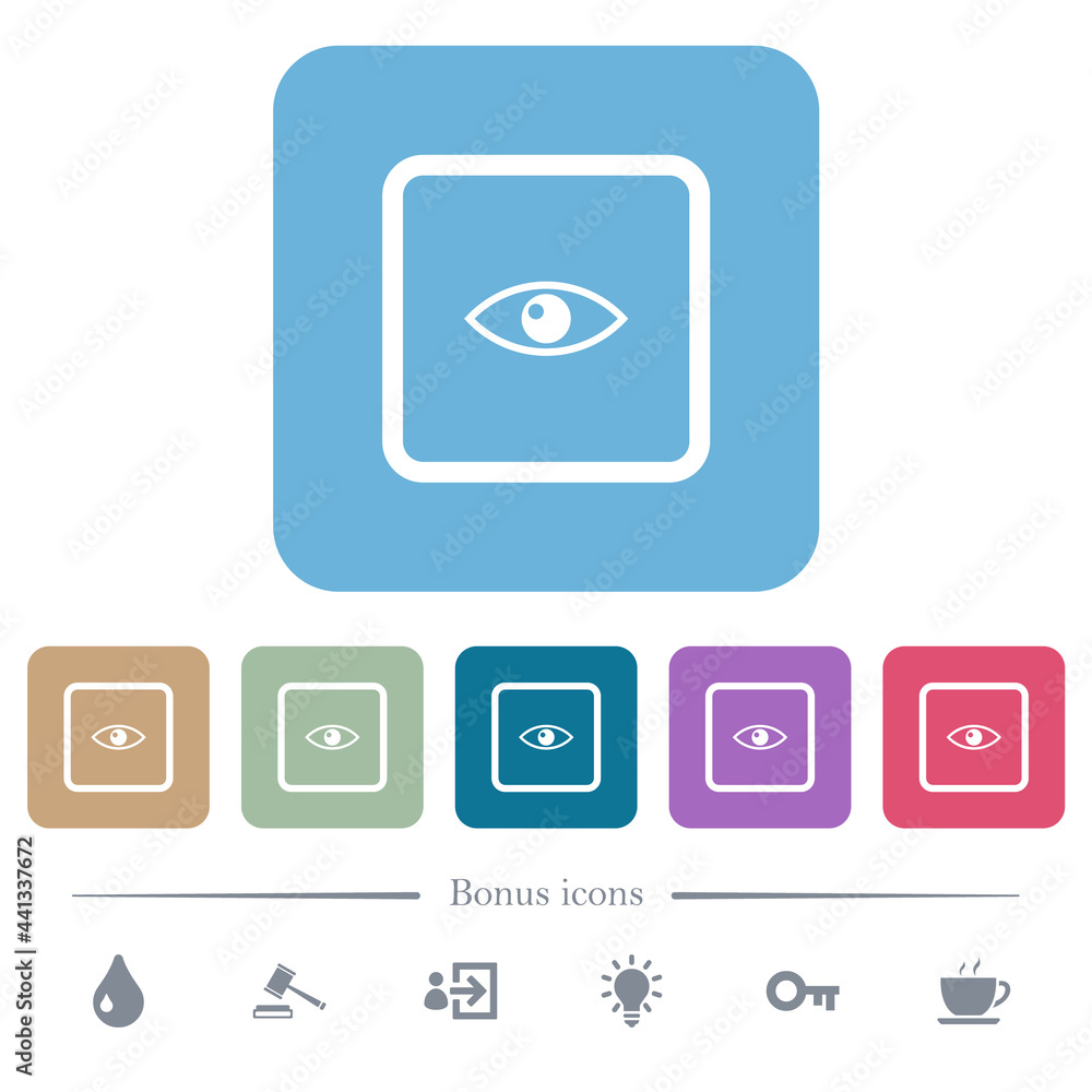 Preview object flat icons on color rounded square backgrounds Preview object flat icons on color rounded square backgrounds