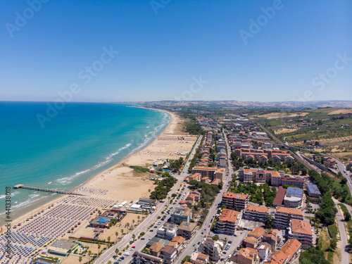 Aerial photo of Vasto Marina and Adriatic sea. Italy