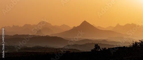 Sunrise landscape Axum Simien Ethiopia
