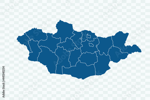 Mongolia map blue Color on Backgound png