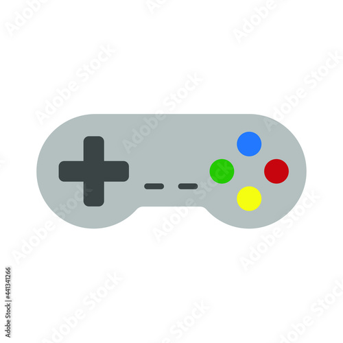 Controller icon. Console gamepad symbol. Play and gaming control sign. Old vintage arcade video game logo. Vector illustration image.