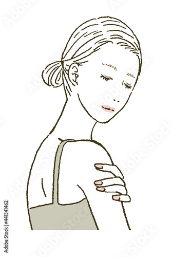 ビューティー　スキンケアする女性のイラストレーション