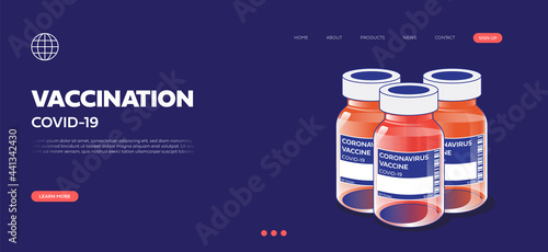 Vaccine bottle for COVID-19 coronavirus infection, Medical vaccination.Vector illustration.