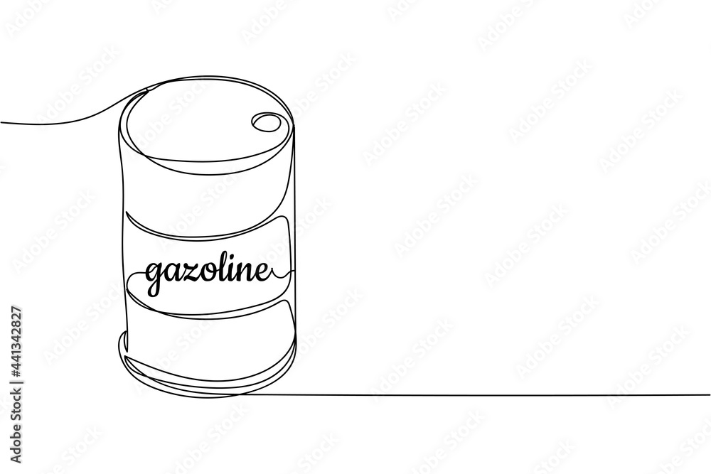 Continuous one line of barrel with gasoline in silhouette on a white background. Linear stylized.Minimalist. Continuous one line of barrel with gasoline in silhouette on a white background. Linear stylized.Minimalist.
