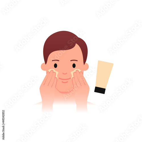 Men's skin care - moisturizing. Flat style.