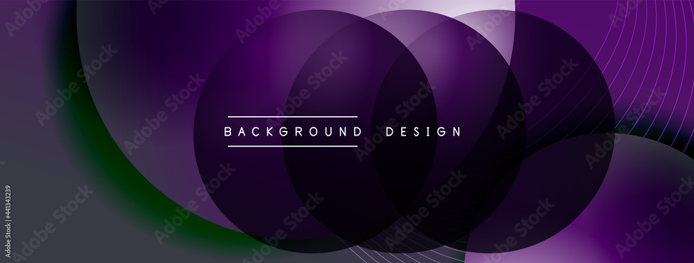 Gradient circles with shadows. Vector techno abstract background. Modern overlapping forms wallpaper background, design template Gradient circles with shadows. Vector techno abstract background. Modern overlapping forms wallpaper background, design template
