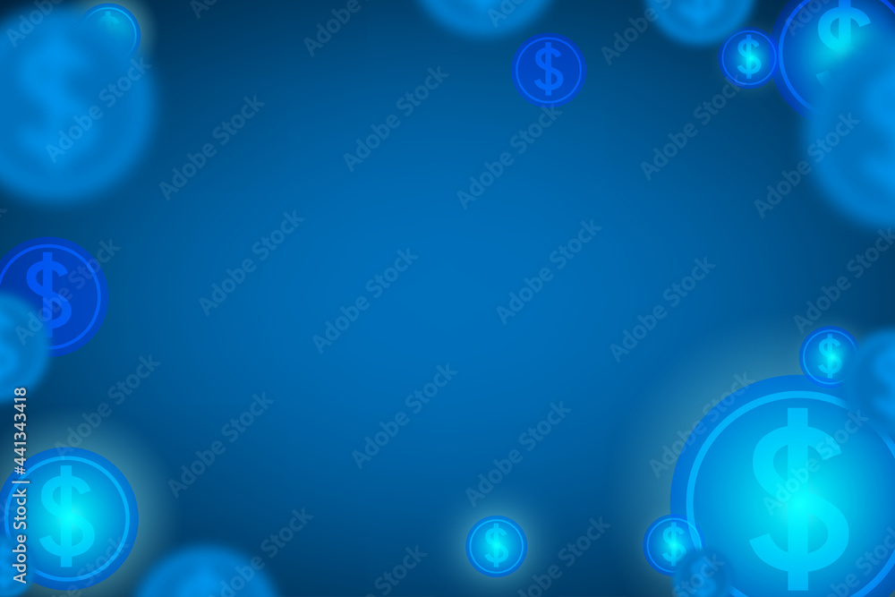 Investment background with technology coins on blue space. Abstract Background with finance concept and dollar sign. Presentation template for create design indicator. Investment background with technology coins on blue space. Abstract Background with finance concept and dollar sign. Presentation template for create design indicator.