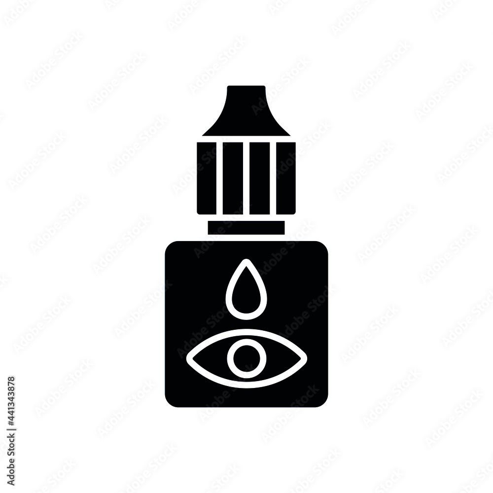 Eye dropper glyph icon. Vision correction. Vector fill black illustration. Eye dropper glyph icon. Vision correction. Vector fill black illustration.