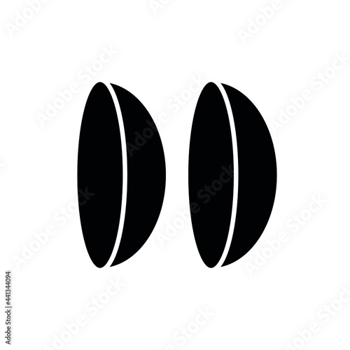 Contact lense glyph icon. Vision correction. Vector fill black illustration.