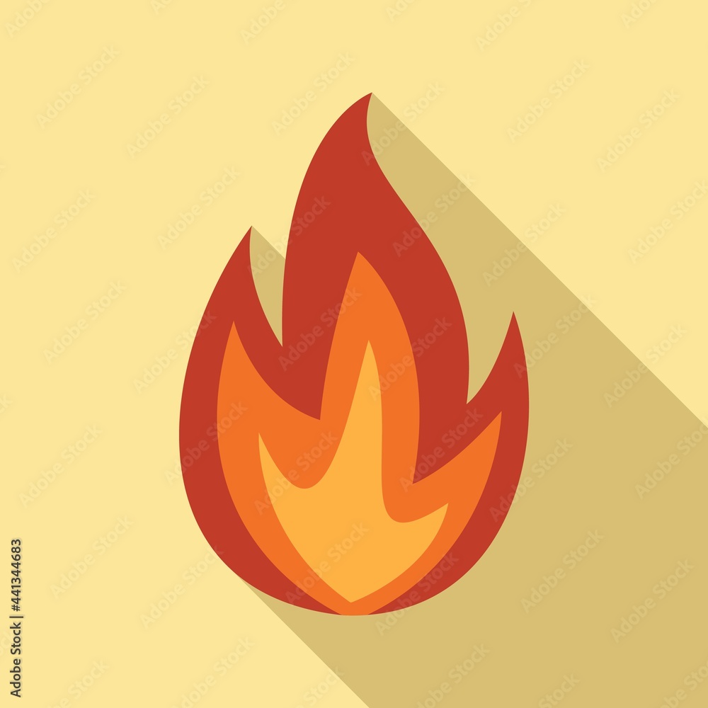 Fire flame warning icon, flat style Fire flame warning icon, flat style