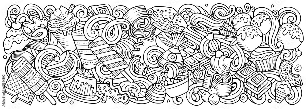 Sweets hand drawn cartoon doodles illustration. Sweets hand drawn cartoon doodles illustration.