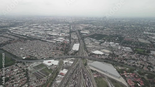 Aerial view of cargo train station in Mexico city photo