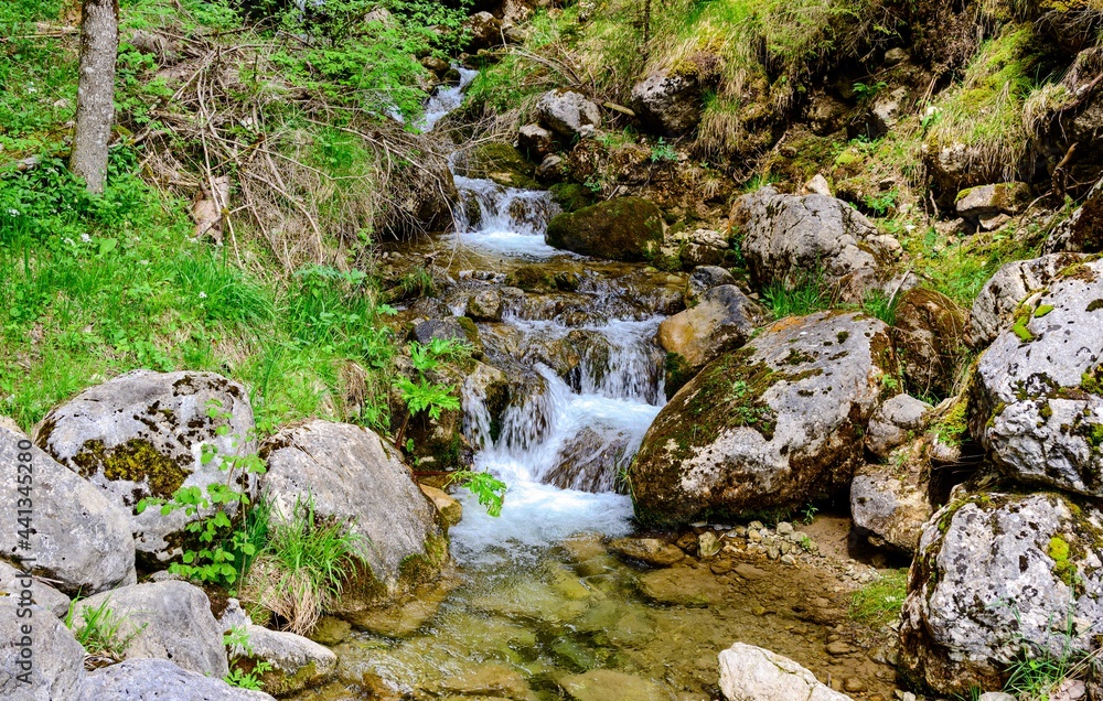 Waterfall in jaun in alps mountain. kanton Fribourg, Freiburg nearby Bulle, Bern, Thun. Good hiking tourist way. Switzerland Waterfall in jaun in alps mountain. kanton Fribourg, Freiburg nearby Bulle, Bern, Thun. Good hiking tourist way. Switzerland
