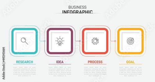Infographic design with icons and 4 options or steps. Thin line vector. Infographics business concept. Can be used for info graphics, flow charts, presentations, web sites, banners, printed materials.