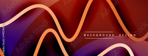 Abstract gradient background with wave line with shadow effect. Geometric composition. 3D shadow effects and fluid gradients