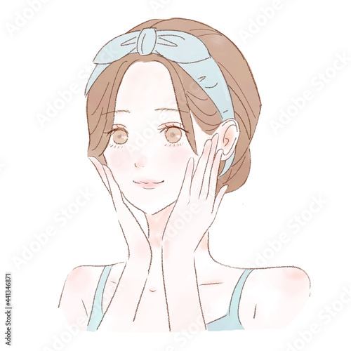 洗顔をしている女性