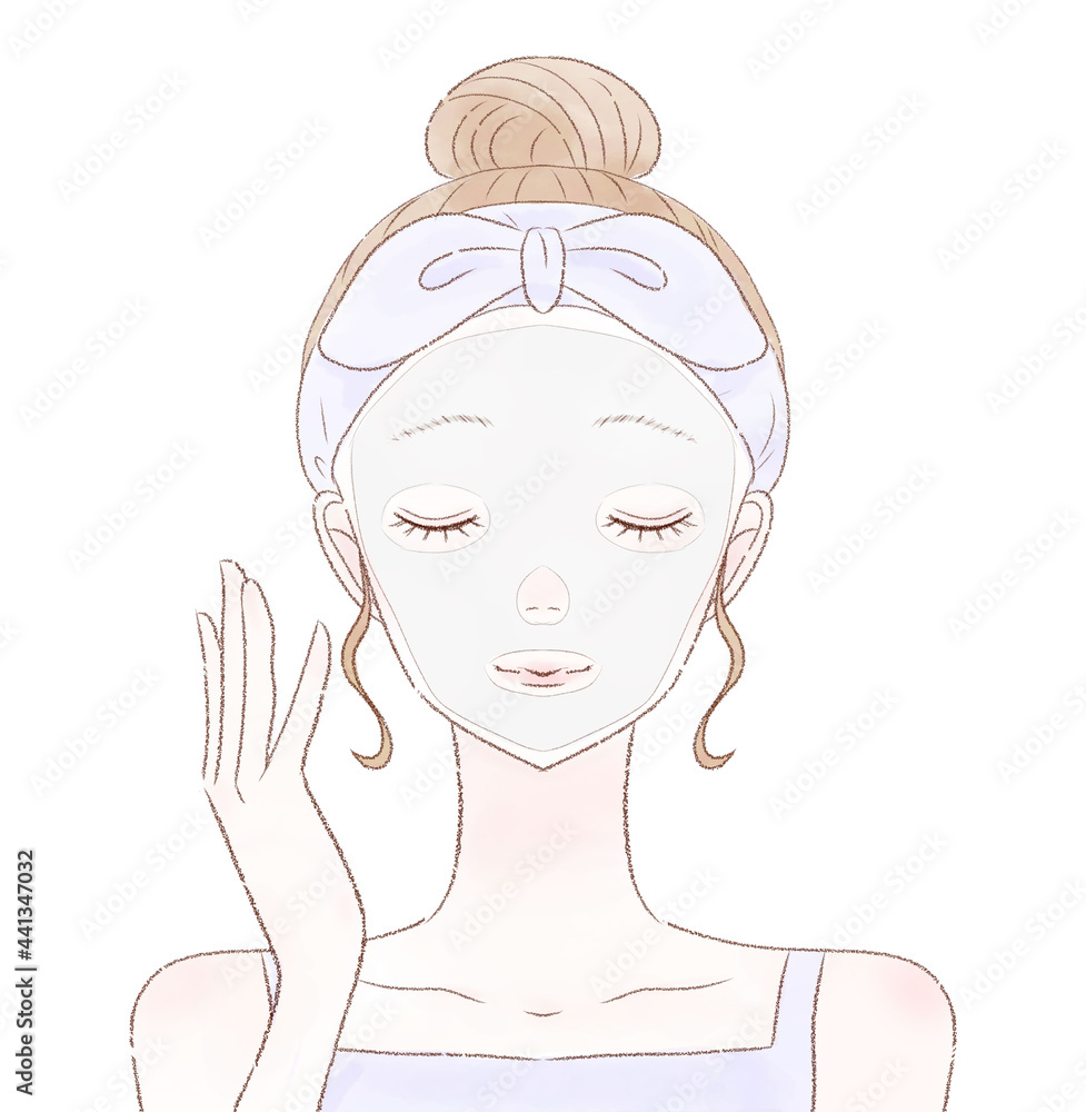 フェイスパックをする女性 フェイスパックをする女性