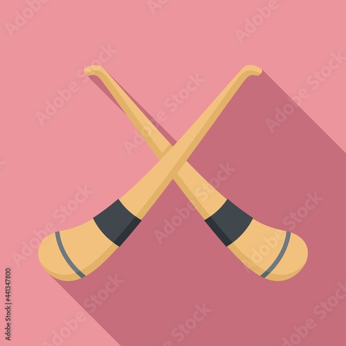 Hurling crossed sticks icon, flat style