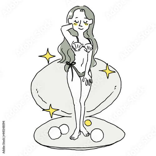 貝殻水着の女性