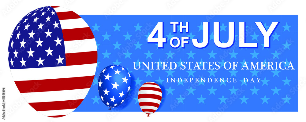 Congratulation vector banner for America's Independence Day. Flag of America on a white background with congratulations.
 Happy 4th July and Independence Day. 