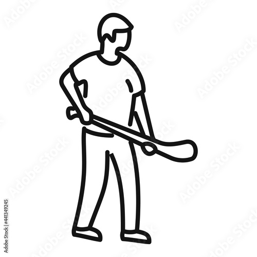 Hurling player icon, outline style