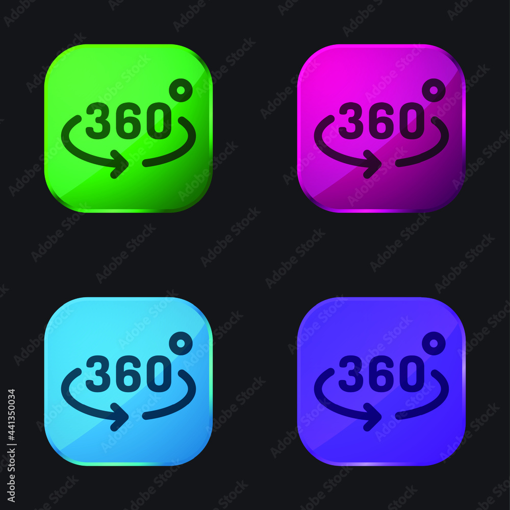360 Degrees four color glass button icon 360 Degrees four color glass button icon