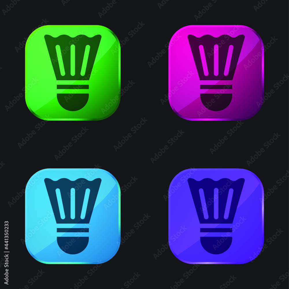 Obraz premium Badminton four color glass button icon