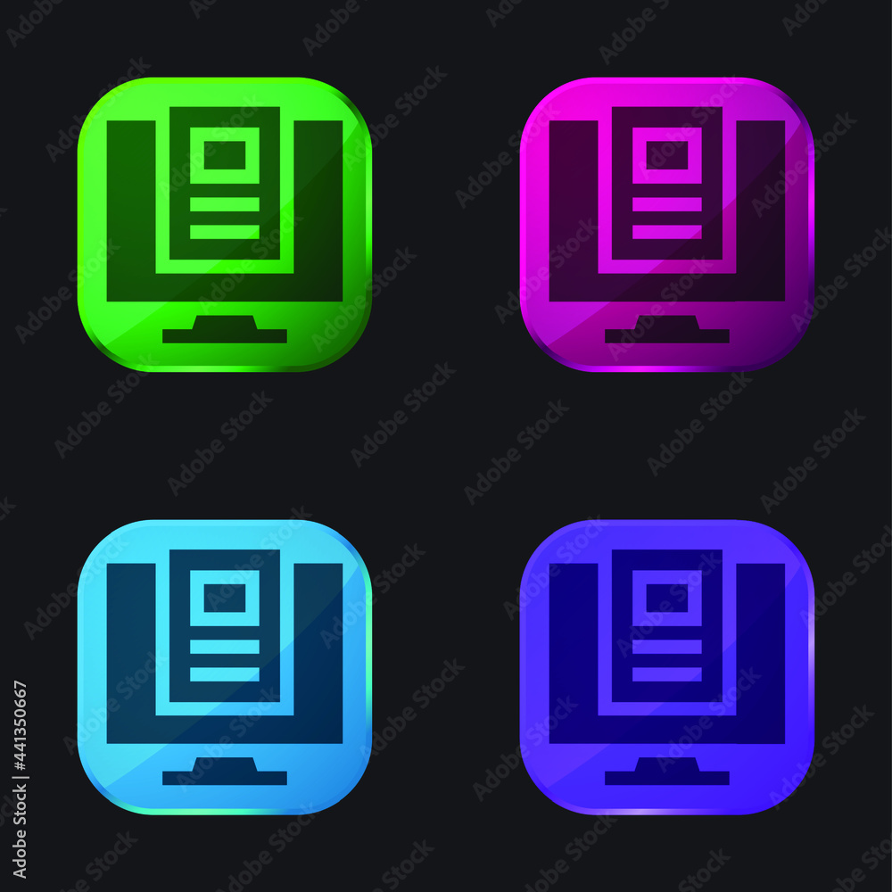 Article four color glass button icon Article four color glass button icon
