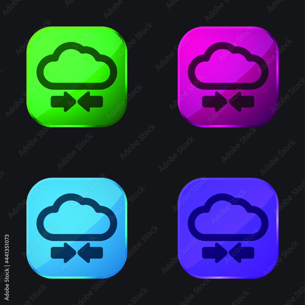 Arrows And Cloud four color glass button icon Arrows And Cloud four color glass button icon