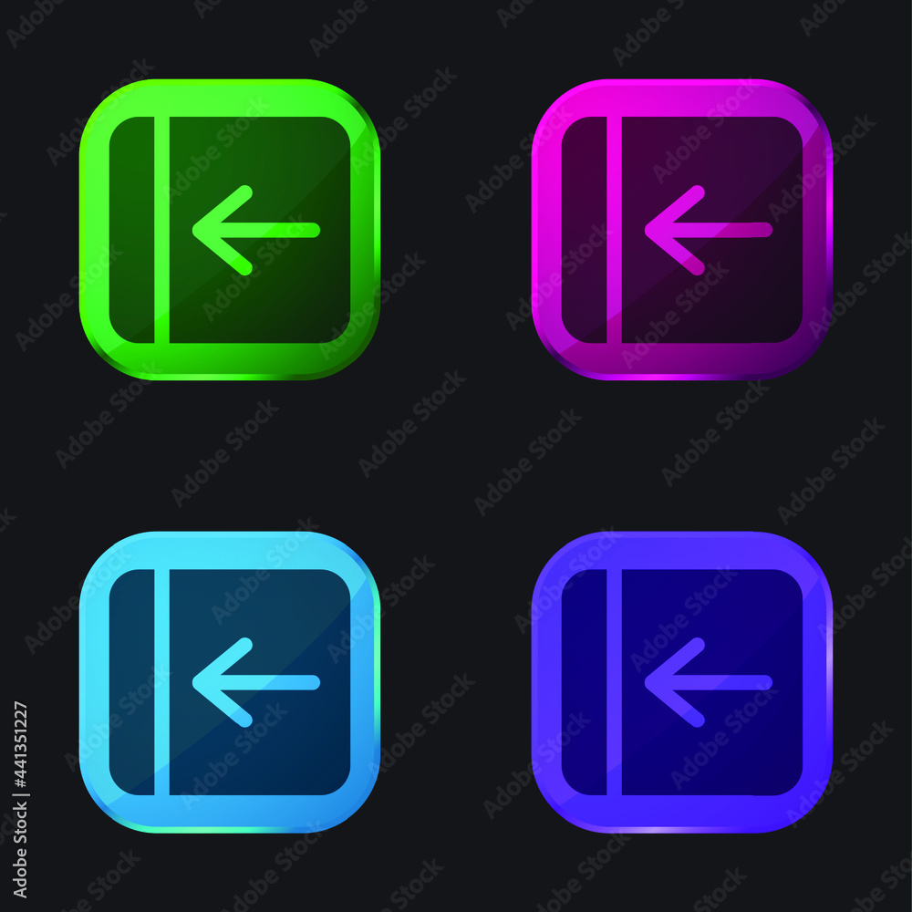 Back Arrow Solid Square Button four color glass button icon Back Arrow Solid Square Button four color glass button icon