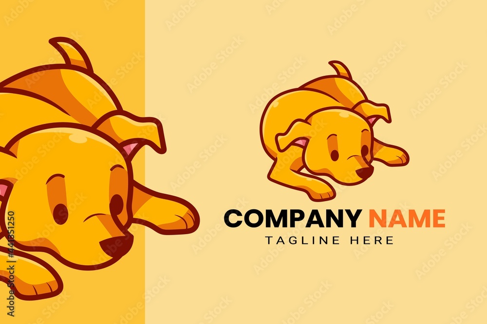 Cute Kawaii Puppy Dog Mascot Cartoon Logo Design Icon Illustration ...