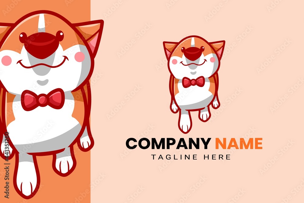 Cute Kawaii Puppy Dog Mascot Cartoon Logo Design Icon Illustration ...