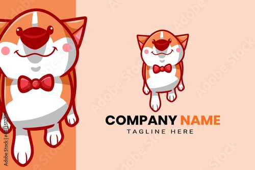 Cute Kawaii Puppy Dog Mascot Cartoon Logo Design Icon Illustration Character Hand Drawn. Suitable for every category of business, company, brand like pet store or pet shop, toys, food, and many more