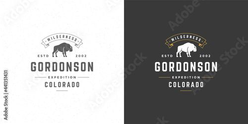 Bison logo emblem vector illustration silhouette for shirt or print stamp