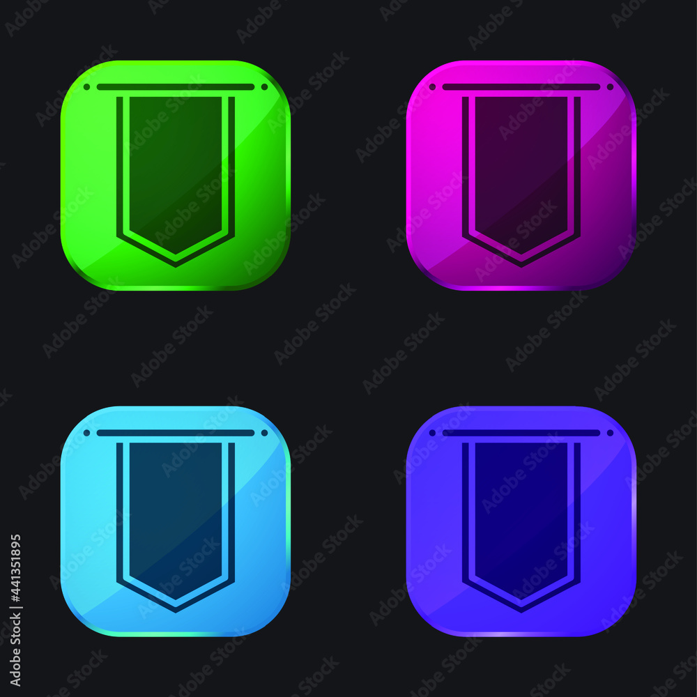 Badge four color glass button icon Badge four color glass button icon