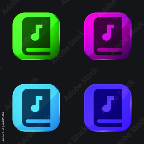 Audiobook four color glass button icon