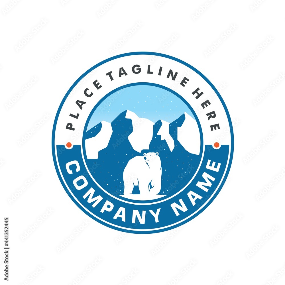 Bear Polar And Snowy Mountain Emblem Logo Design Vector Image Bear Polar And Snowy Mountain Emblem Logo Design Vector Image
