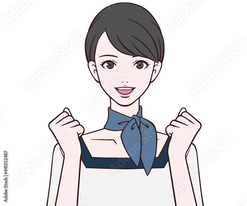 ガッツポーズをする受付嬢