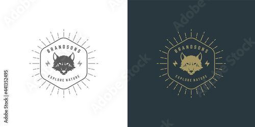 Wolf head logo emblem vector illustration silhouette for shirt or print stamp